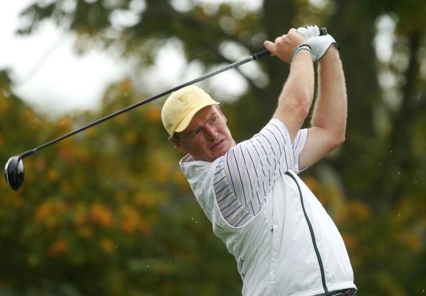 International team member Ernie Els of South Africa hits off the fifth tee as he plays with teammate Brendon de Jonge of Zimbabwe at the 2013 Presidents Cup golf tournament at Muirfield Village Golf Club in Dublin, Ohio October 5, 2013. u00e2u20acu201d Reuters pic
