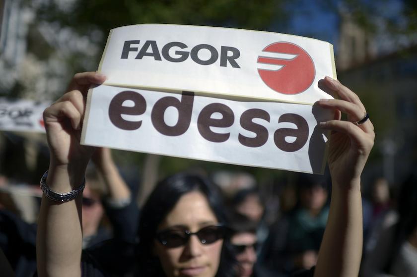 Workers from Fagor Electrodomesticos and Fagor Edesa protest against the closure of the cooperative in front of the Basque regional parliament in Vitoria November 6, 2013. u00e2u20acu201d Reuters pic