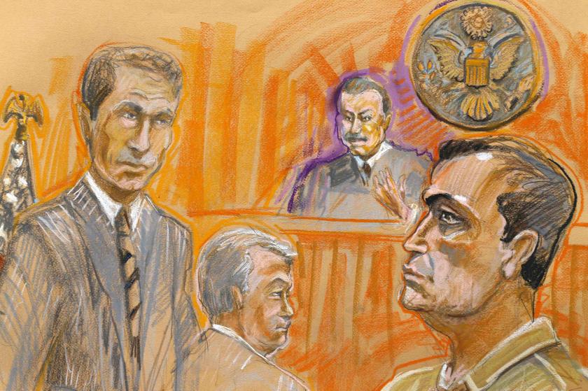 Defence contractor Leonard Francis is shown in this courtroom sketch with his attorney Patrick Swan, Judge David Bartick and Prosecutor Robert Huie (left) during his appearance in federal court in San Diego, California November 21, 2013. u00e2u20acu201du00c2u00a0Reuters pic