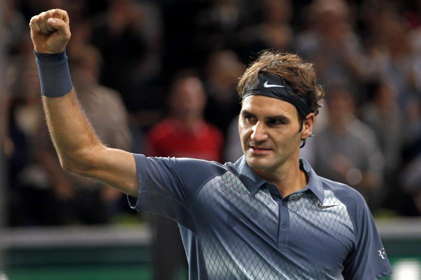 Roger Federer of Switzerland reacts after defeating Juan Martin Del Potro of Argentina in their quarterfinals match at the Paris Masters men's singles tennis tournament at the Palais Omnisports of Bercy in Paris, November 1, 2013. Reuters pic