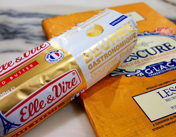 The butters he is experimenting with for croissants.