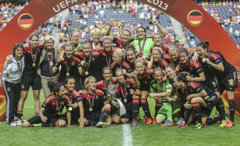Germanyu00e2u20acu2122s womenu00e2u20acu2122s football team celebrates after winning their womenu00e2u20acu2122s Euro 2013 final match against Norway at Friendu00e2u20acu2122s Arena in Stockholm on July 28, 2013. u00e2u20acu201d Reuters pic