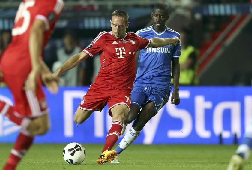 Bayern Munichu00e2u20acu2122s Franck Ribery scores against Chelsea during their UEFA Super Cup match at Eden stadium in Prague on August 30, 2013. u00e2u20acu201d Reuters pic