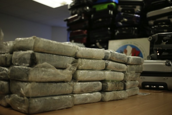 A picture taken on September 21, 2013 in Nanterre, shows a part of the 1.3 tonnes of pure cocaine seized by French police. u00e2u20acu201d AFP pic