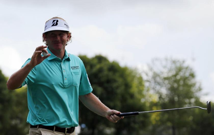 Brandt Snedeker of the U.S. reacts after finishing the first round of the BMW Championship golf tournament at the Conway Farms Golf Club in Lake Forest, Illinois, September 12, 2013 Reuters pic