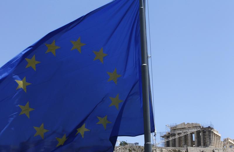 A European Union flag flutters in front of the monument of Parthenon on Acropolis hill in Athens June 17, 2012. u00e2u20acu201d Reuters pic