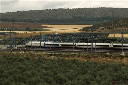 An AVE high-speed train leaves the Antequera-Santa Ana train station, near Antequera, southern Spain on June 17, 2013. u00e2u20acu201d Reuters pic