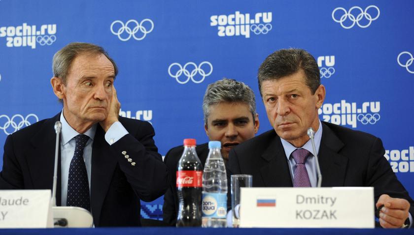 Jean-Claude Killy (left), head of the IOC Coordination Commission to monitor progress for the Sochi 2014 Winter Olympics, and Russia's Deputy Prime Minister Dmitry Kozak (right) attend a news conference in Sochi, September 26, 2013. u00e2u20acu201d Reuters pic