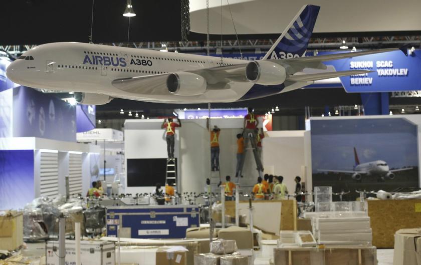 A model of an Airbus A380 aircraft at the show.