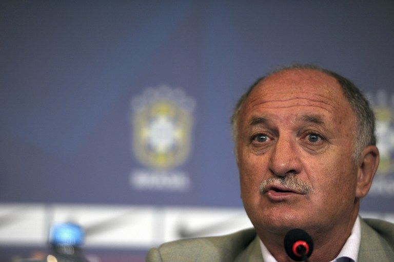 Brazilian national football team coach, Luiz Felipe Scolari, at press conference in Rio de Janeiro February 11, 2014, to announce the players for a friendly against South Africa, March 5 AFP