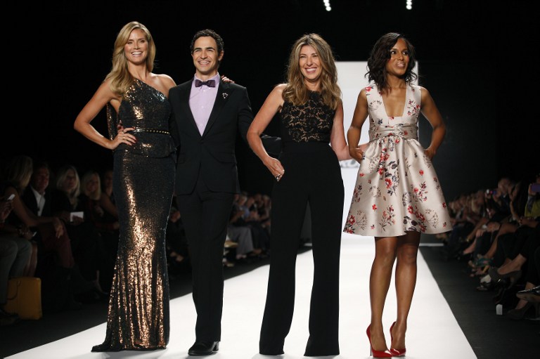 Super model Heidi Klum (left), fashion designer Zac Posen (second left), fashion editor Nina Garcia (second right) and actress Kerry Washington at the Project Runway fashion show in New York, Sept 6, 2013. u00e2u20acu201d AFP pic