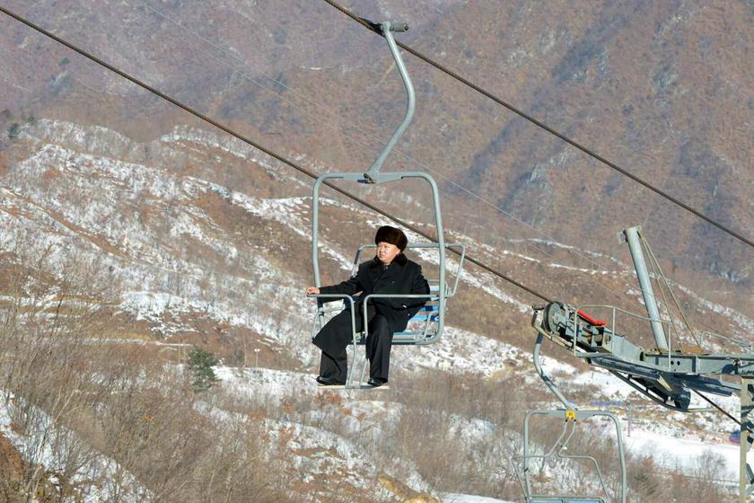 North Korean leader Kim Jong Un sits on a ski lift during a visit to a newly built ski resort in the Masik Pass region, in this undated picture published in North Korean newspaper Rodong Sinmun, and released by Yonhap, on December 31, 2013. u00e2u20acu201d Reuters pi