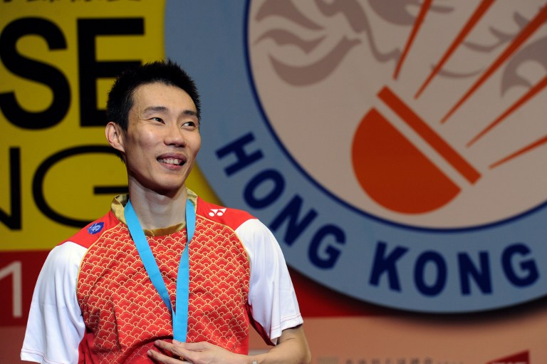 Lee Chong Wei of Malaysia celebrates after winning the men's singles final match against Sony Dwi Kuncoro of Indonesia at the Hong Kong Open badminton tournament on November 24, 2013. u00e2u20acu201d AFP pic