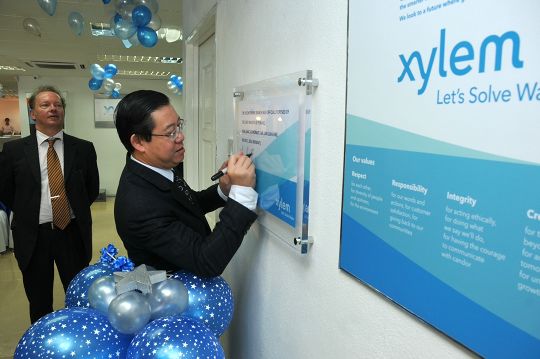 Penang Chief Minister Lim Guan Eng officiates the opening of the Xylem northern branch in Penang.
