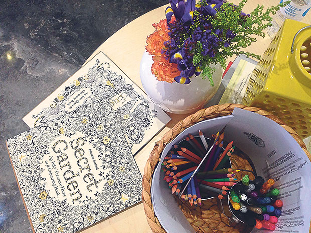 Lounge at the relaxation area and dabble in some colouring if you want