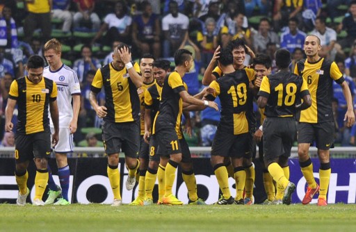 Malaysia players celebrate their goal during a friendly between English Premier League Chelsea and Malaysia XI at the Shah Alam Stadium in Shah Alam, on July 21, 2013. u00e2u20acu201d AFP pic