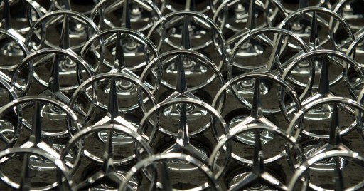 Mercedes-Benz logos are seen on the assembly line on June 12, 2013 in Sindelfingen, Germany. u00e2u20acu201d AFP pic