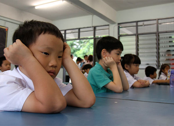 A group of pupils in their classroom at one of Malaysiau00e2u20acu2122s many vernacular schools.