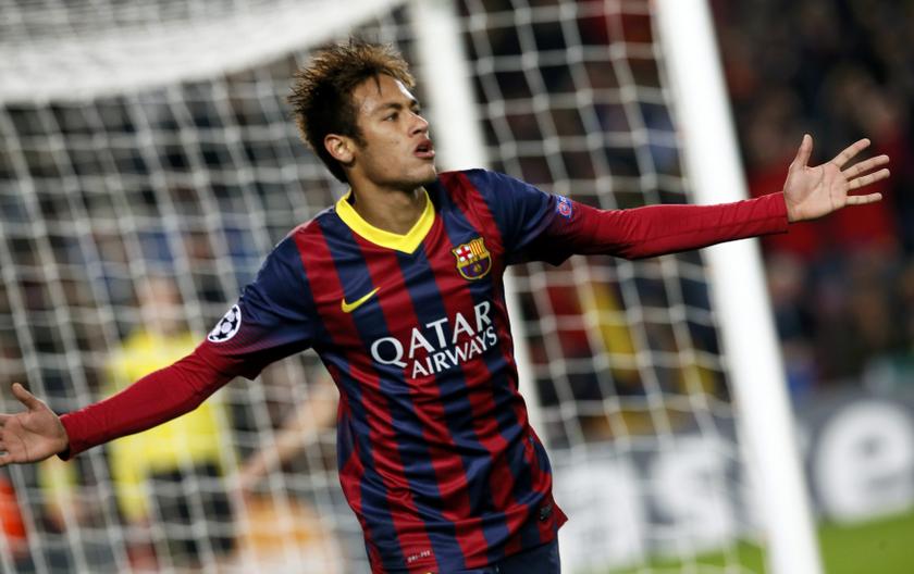 Barcelona's Neymar celebrates after scoring a goal against Celtic during their Champions League  match at Camp Nou stadium in Barcelona December 11, 2013. u00e2u20acu201d Reuters pic