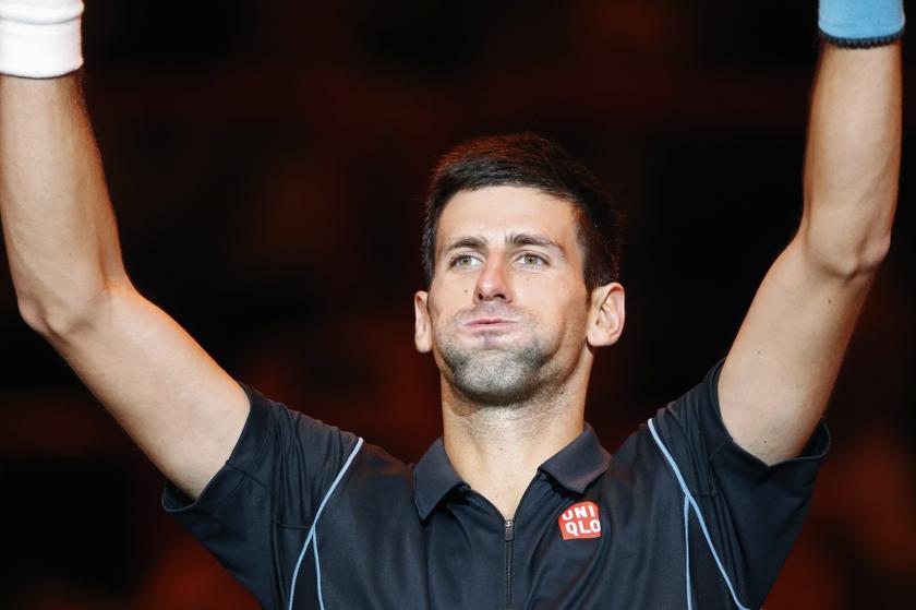 Novak Djokovic of Serbia reacts after defeating Stanislas Wawrinka of Switzerland at the Paris Masters men's singles tennis tournament at the Palais Omnisports of Bercy in Paris, November 1, 2013. u00e2u20acu201d Reuters pic