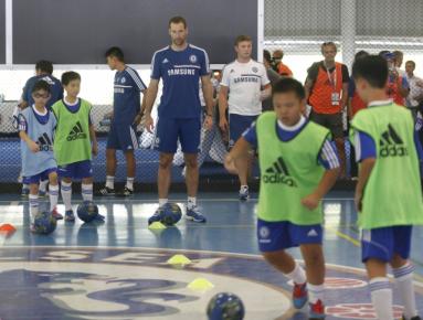 Chelsea's goalkeeper Cech watches during a coaching session in Petaling Jaya. — Reuters pic