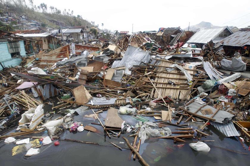 Devastated houses float on sea water after super typhoon Haiyan hit Tacloban city, central Philippines November 11, 2013. u00e2u20acu201d Reuters pic