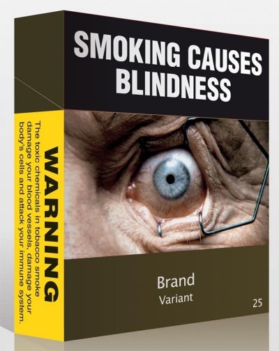 In Australia, cigarettes are sold in identical olive-green packets bearing the same typeface, in addition to health warnings. u00e2u20acu201c AFP pic