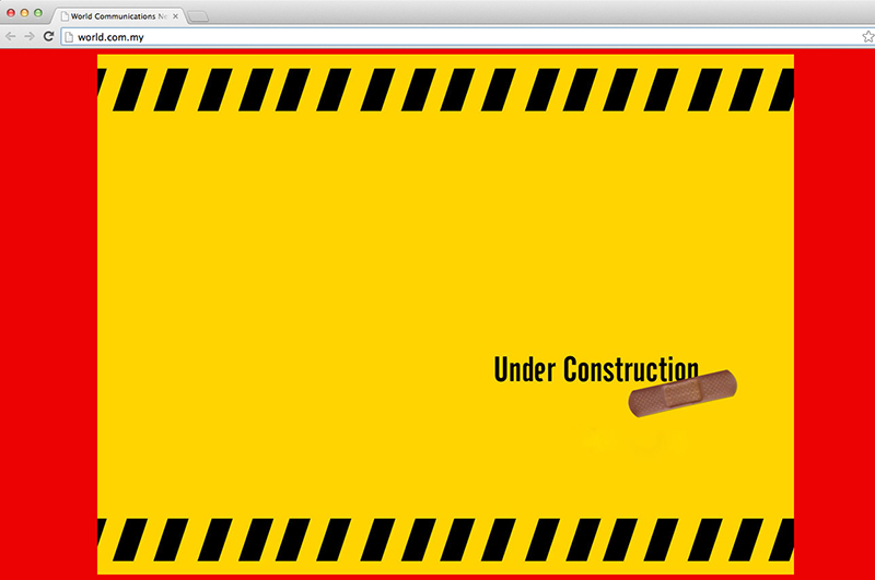 Screencapture of the website belonging to the 'Visit Malaysia Year 2014' stamp collection's identified design agency, which states that it is 'under construction' on November 4, 2013.