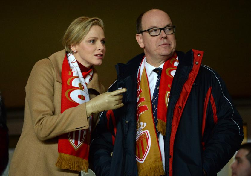 Prince Albert of Monaco and his wife Princess Charlene attend the French Ligue 1 soccer match between Manaco and Paris Saint-Germain at the Louis II stadium in Monaco, February 9, 2014.  u00e2u20acu201d Reuters pic