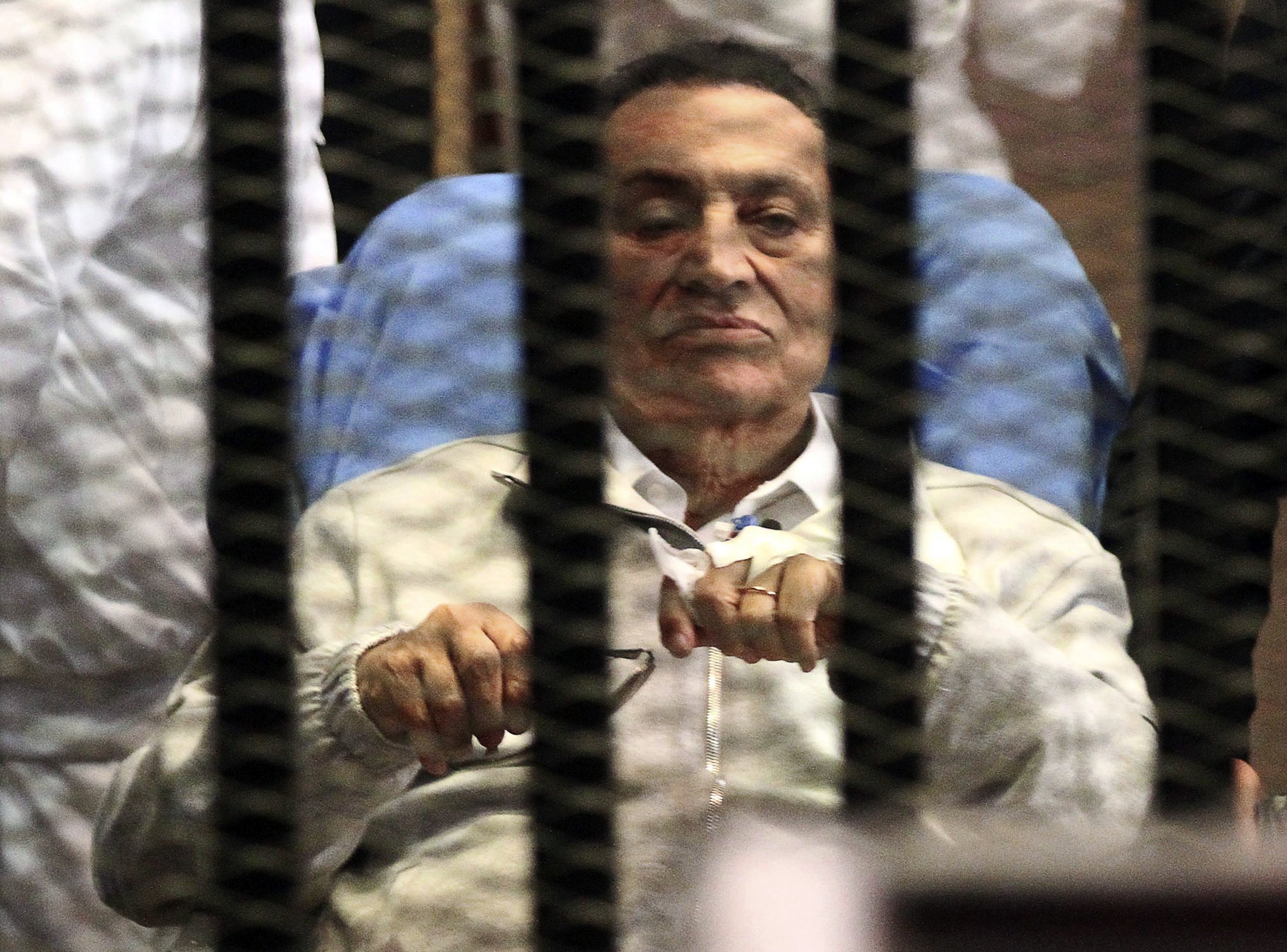 Egypt's ousted President Hosni Mubarak sits inside a dock at the police academy on the outskirts of Cairo, in this file picture taken April 15, 2013. u00e2u20acu201d Reuters pic