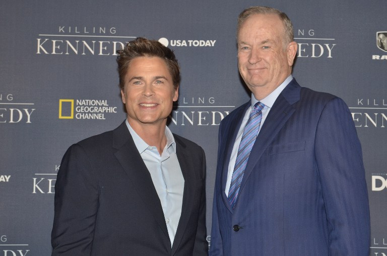 Rob Lowe and Bill O'Reilly attend the National Geographic Channel's 'Killing Kennedy' World Premiere at The Newseum on October 28, 2013 in Washington, DC. — AFP pic