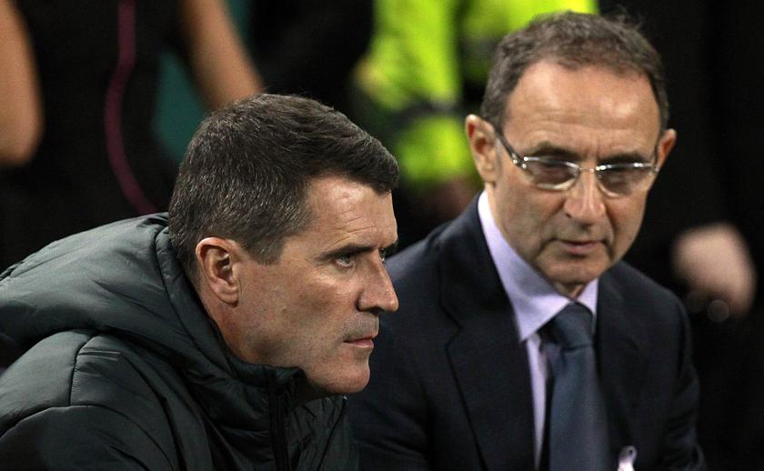 Ireland's manager Martin O'Neill (right) looks on at his coach Roy Keane (left) during their international friendly match against Latvia at the Aviva Stadium in Dublin November 15 , 2013. u00e2u20acu201d Reuters pic