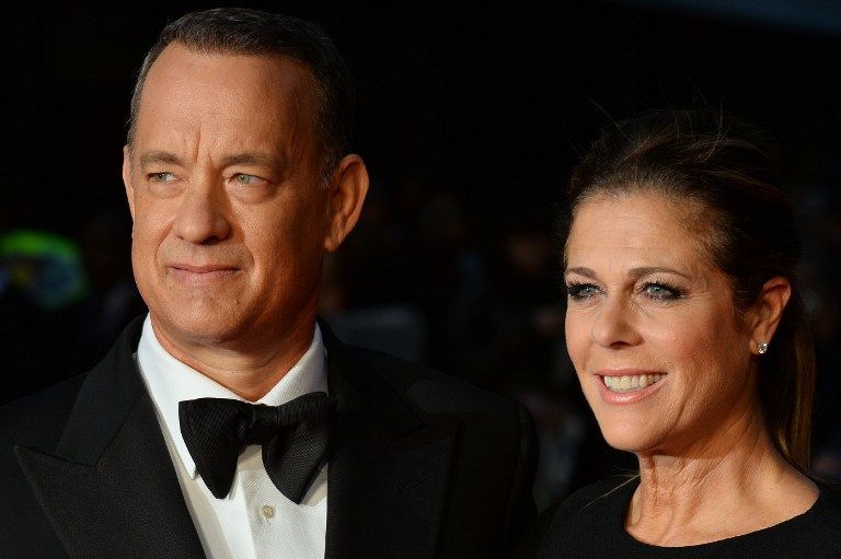Tom Hanks (L) and wife Rita Wilson attend the UK premier of 'Captain Phillips' in Leicester Square in London on October 9, 2013 AFP pic