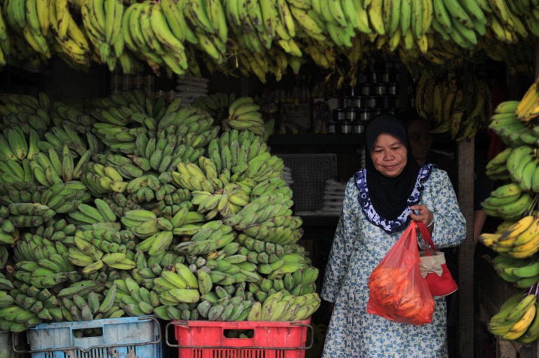 A shopper shops for fruits at a stall in Ampang, in the suburbs of Kuala Lumpur on February 3, 2014. As the government seeks to cut fuel and other subsidies to tackle debt, Malaysians have complained about price increases. u00e2u20acu201d AFP