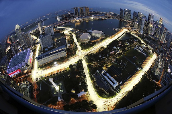 The Marina Bay street circuit is illuminated at dusk in Singapore September 17, 2013. u00e2u20acu201d Reuters pic