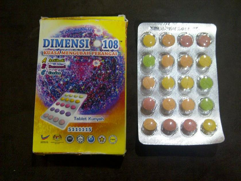 The colourful u00e2u20acu02dcDimensi 108u00e2u20acu2122 pills that are marketed as u00e2u20acu02dcKuasa Mengubah Perangaiu00e2u20acu2122 (Translation: Power to change behaviour) and included with the Health Ministry logo at the bottom. u00e2u20acu201d Picture by Liyana Shazreen