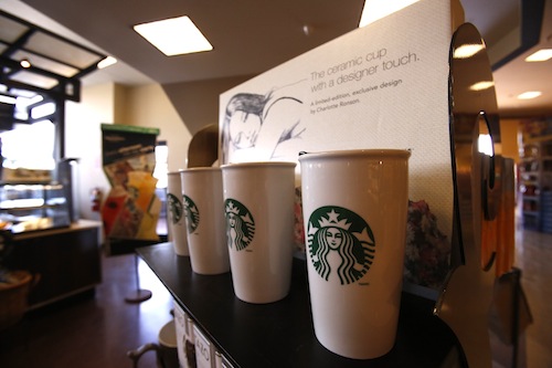Coffee mugs are pictured on display at a Starbucks coffee store in Pasadena, California July 25, 2013. u00e2u20acu201d Reuters pic