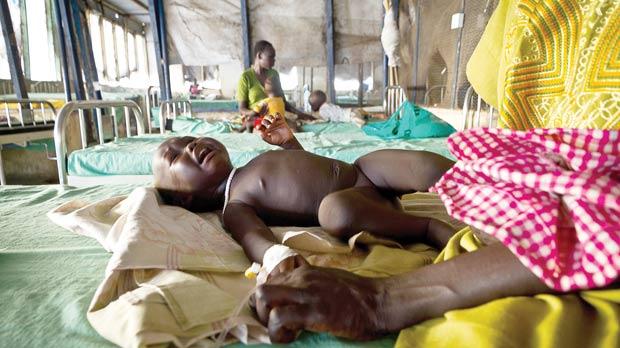 A South Sudanese baby suffering from malaria and a chest infection at Malakal, the capital of Upper Nile state. u00e2u20acu201d AFP pic