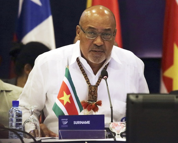 Surinameu00e2u20acu2122s President Desi Bouterse speaks during a working session at a Union of South American Nations (UNASUR) leaders summit, in Paramaribo August 30, 2013. u00e2u20acu201d Reuters pic
