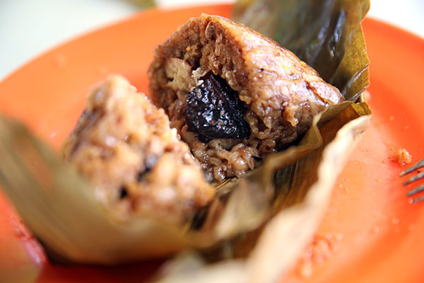 Vegetarian bak chang is filled with chestnut, soybeans and shitake mushrooms