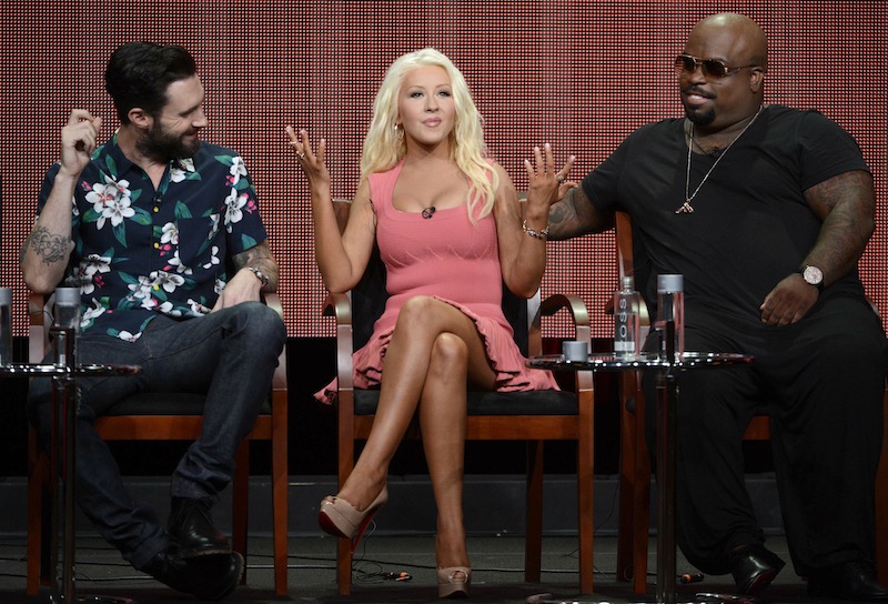 Adam Levine, Christina Aguilera and CeeLo Green participate in a panel for u00e2u20acu0153The Voiceu00e2u20acu009d during the NBC sessions at the Television Critics Association summer press tour in Beverly Hills, California July 27, 2013. u00e2u20acu201d Reuters pic