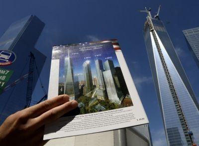 The final section of the spire sitting on top of One World Trade Centre, May 2013 AFP pic