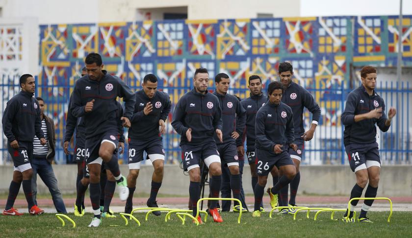 Tunisia's national football team players take part in a training session at Rades stadium in Tunis November 14, 2013. u00e2u20acu201d Reuters pic