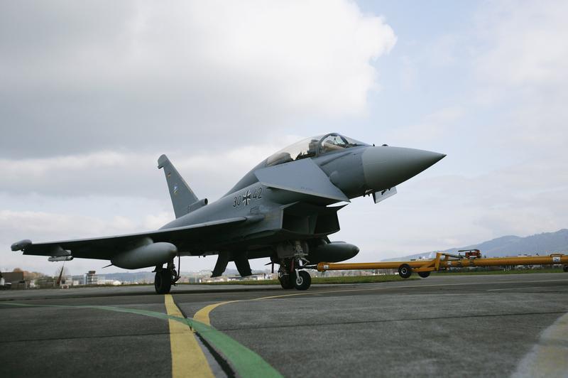 A Typhoon jet rolls at the Swiss Army Airbase in Emmen, Switzerland. u00e2u20acu201d Reuters pic