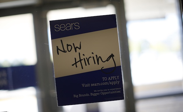 An employment opportunity sign is seen at a Sears store in Schaumburg, Illinois, near Chicago September 23, 2013. u00e2u20acu201d Reuters pic
