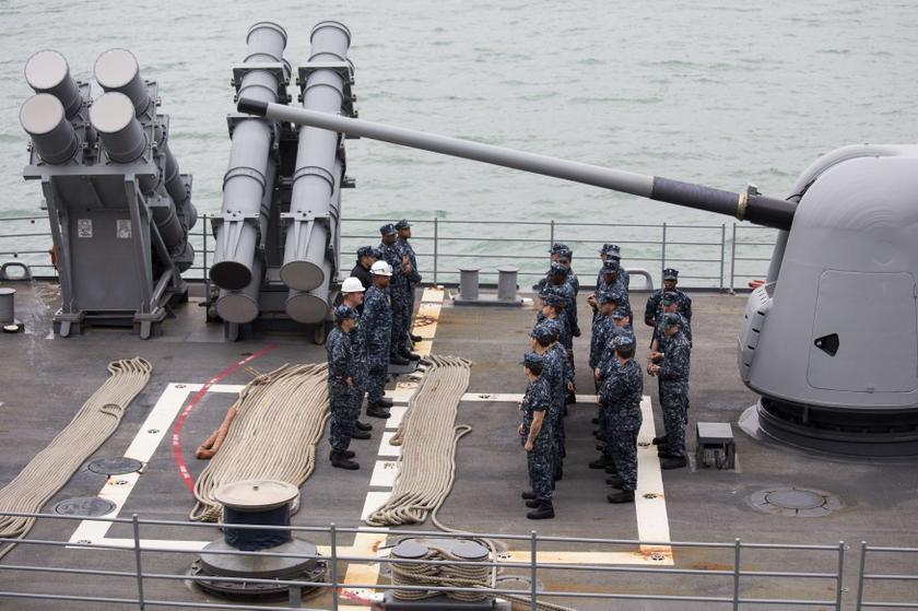 US Navy sailors muster on the deck of the USS Antietam (CG-54) from the George Washington Battle Group before sailing to the Philippines at Hong Kong Victoria Harbor November 12, 2013.u00c2u00a0u00e2u20acu201du00c2u00a0Reuters pic