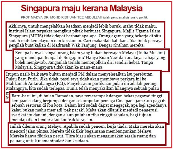 Mengutuk orang Melayu dan kerajaan Malaysia secara tersirat (Utusan Malaysia, 16 Ogos 2013).