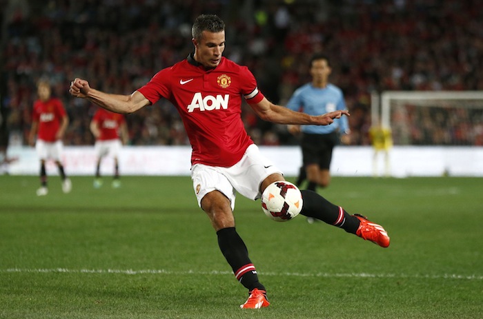 Manchester Unitedu00e2u20acu2122s Robin Van Persie kicks the ball during his friendly against A-League All Star XI in Sydney July 20, 2013. u00e2u20acu201d Reuters pic