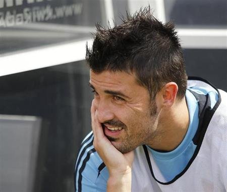 David Villa looks on from the bench before Spainu00e2u20acu2122s international friendly match against Haiti in Miami Gardens, Florida on June 8, 2013. u00e2u20acu201d Reuters pic