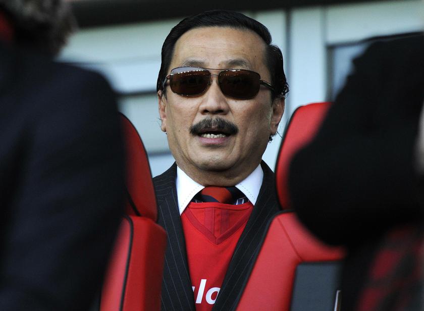 Cardiff City's owner Vincent Tan arrives in the director's box before their English Premier League match against Southampton at Cardiff City Stadium, Wales yesterday.